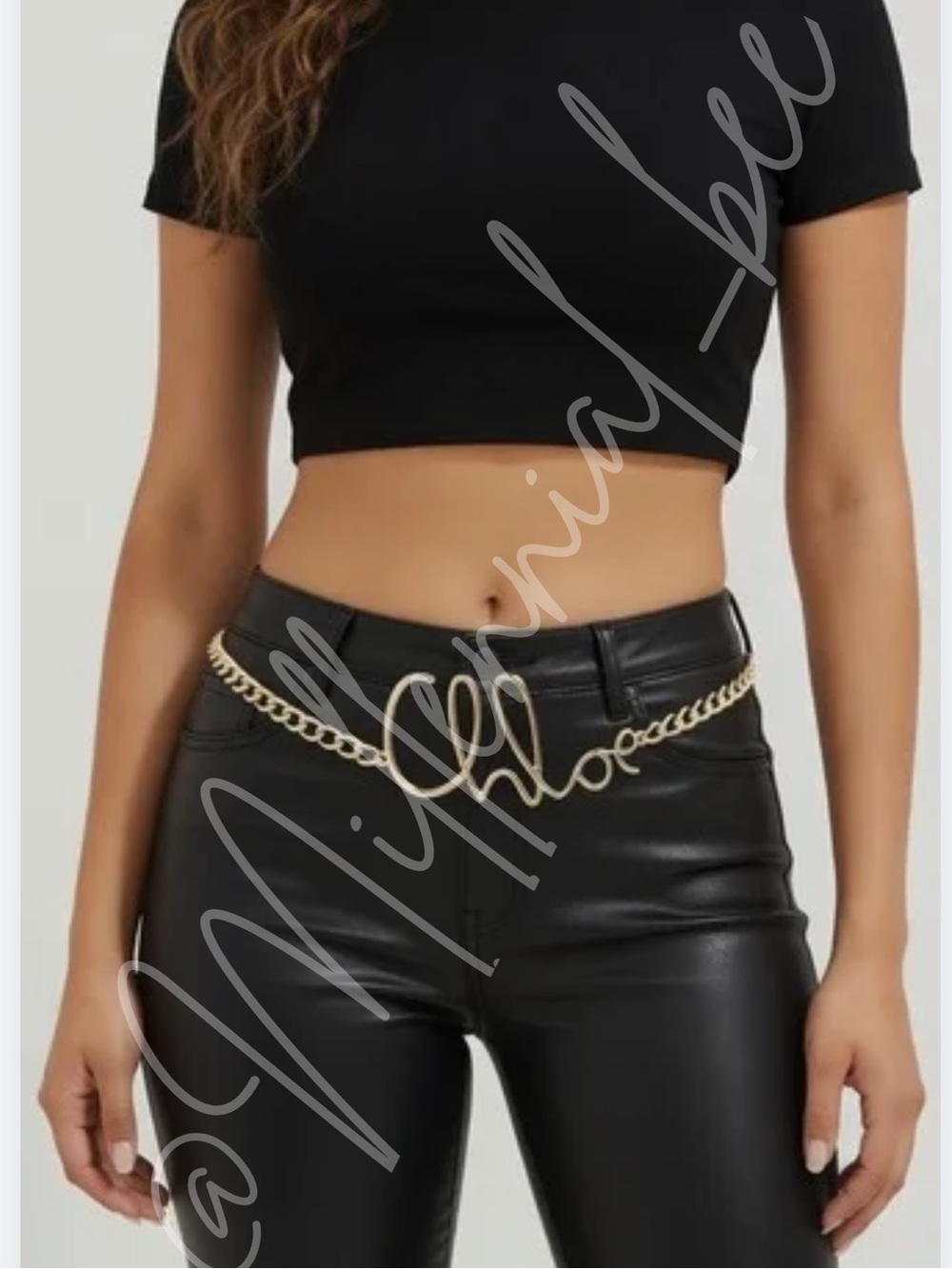 Gold Script Chain Belt Chloe Link Drop